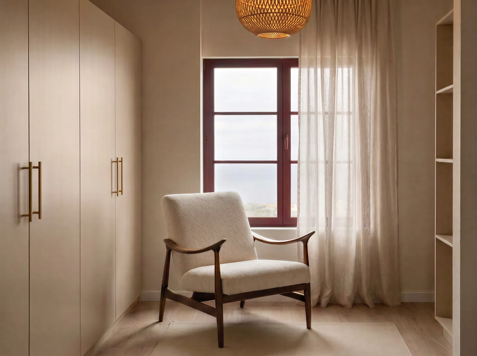 Lumière rasante sur parquet et tapis berbère