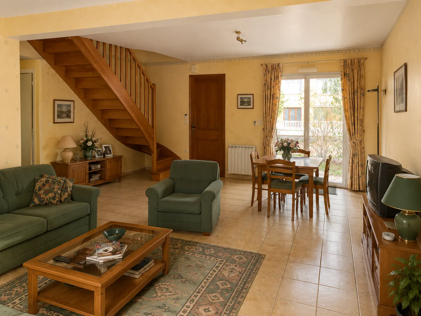 Séjour de maison ancienne avant home staging virtuel