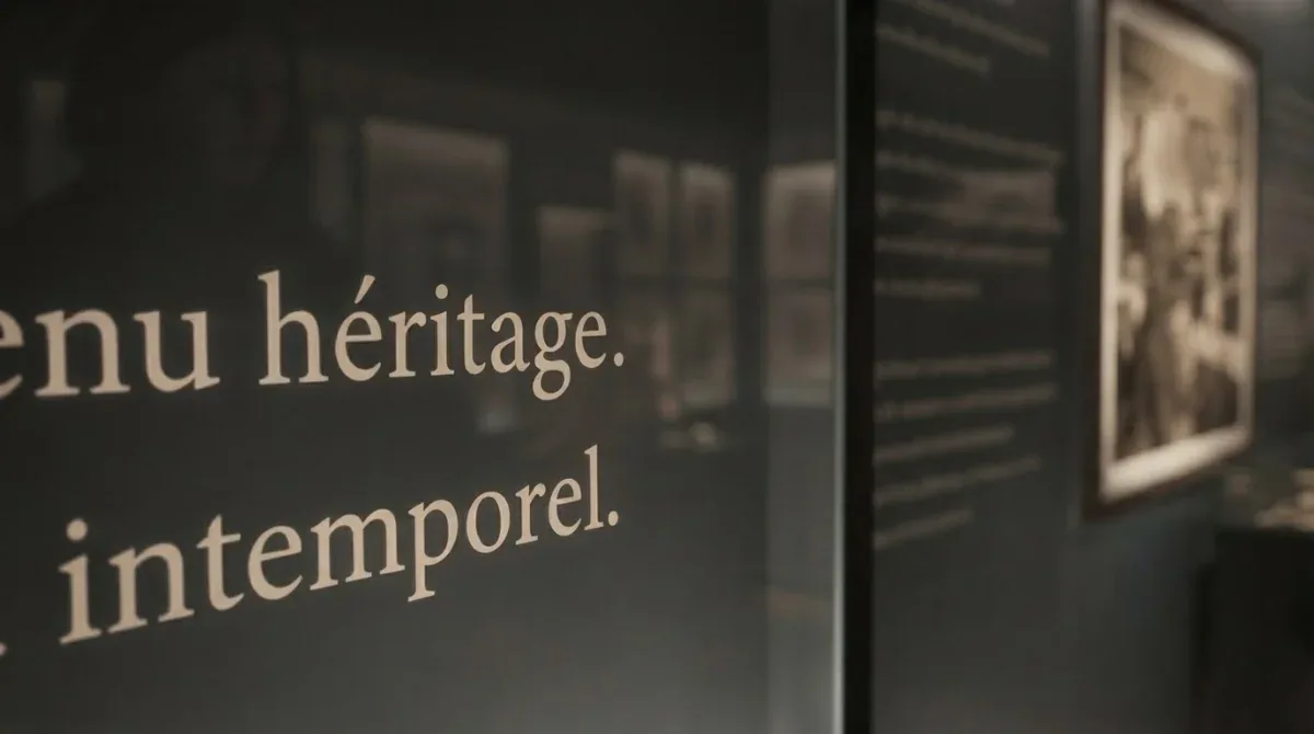 Signalétique murale de l’exposition Manoré, lettrage sur fond sombre