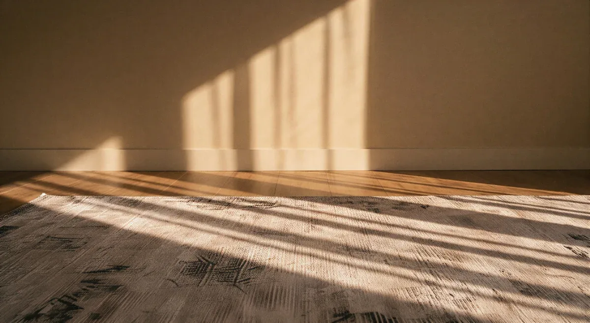 Lumière rasante sur le parquet ancien de l’appartement La Placette à Arles