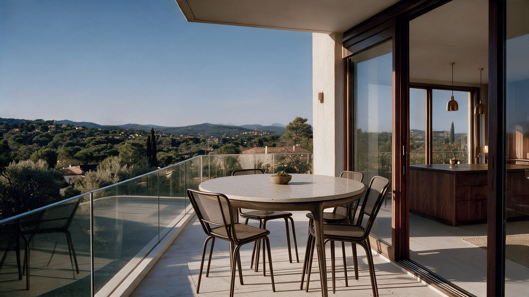 Terrasse au coucher du soleil